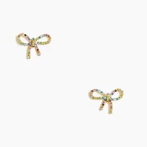 NWT J. Crew Crystal Stud Rainbow Bow Earrings